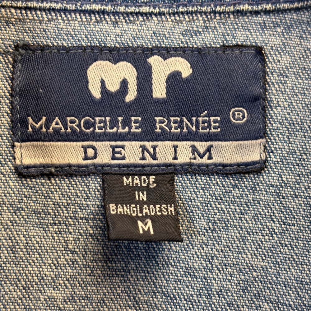 Vintage Marcelle Renee Y2K Denim Front Zip Mini Dress Women Size M Western Chic - Picture 3 of 10